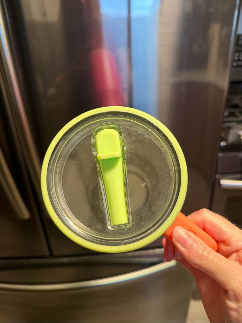 HydroJug Pink Tumbler with Lime Green Lid and Orange Handle - Picture 3 of 5